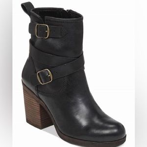 Lucky Brand Orenzo Black Leather Motto Booties 7.5